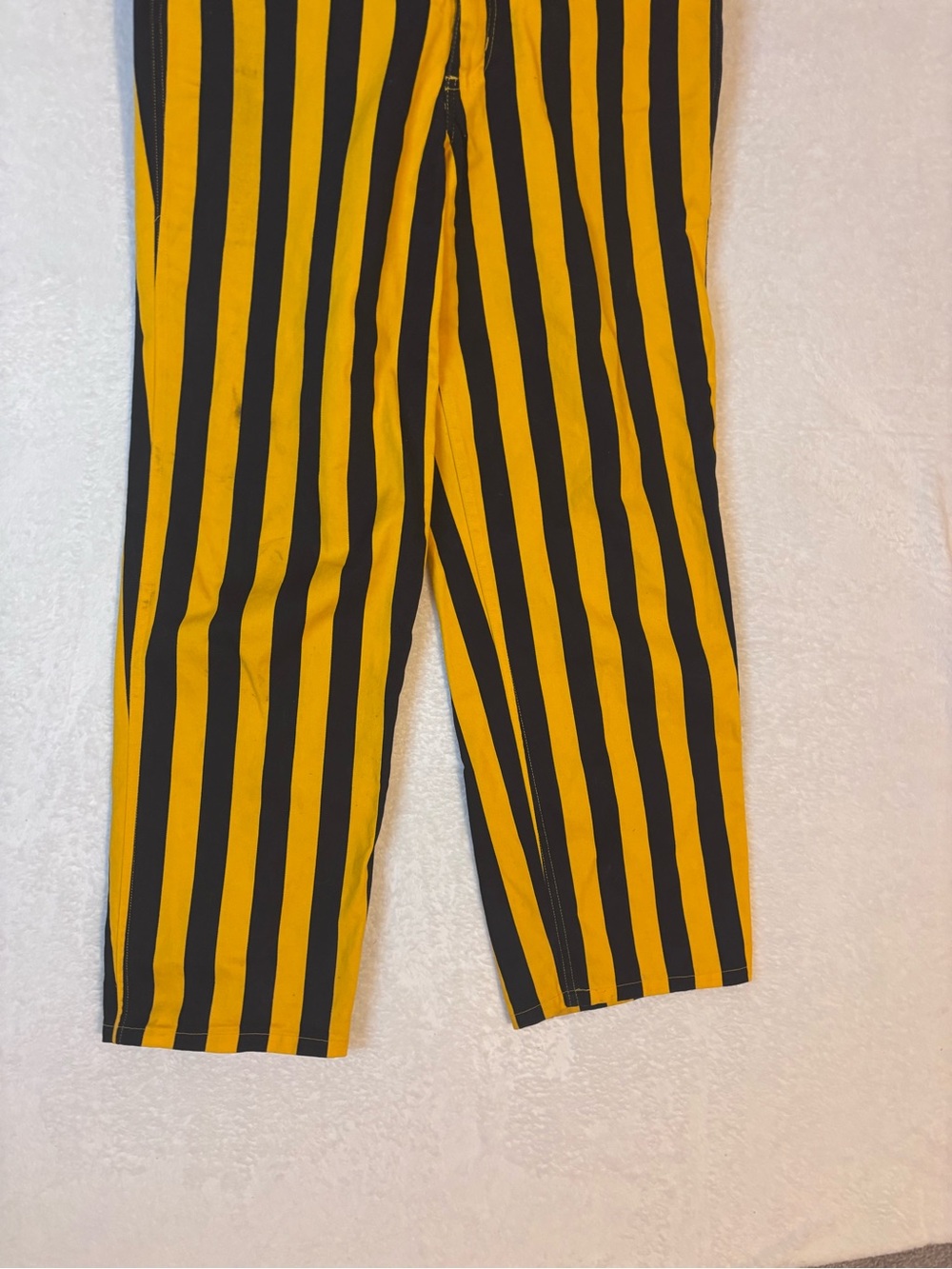 Game Bibs Striped Yellow & Black Unisex Wide-Leg Overalls Game Day Size Small - Picture 6 of 11